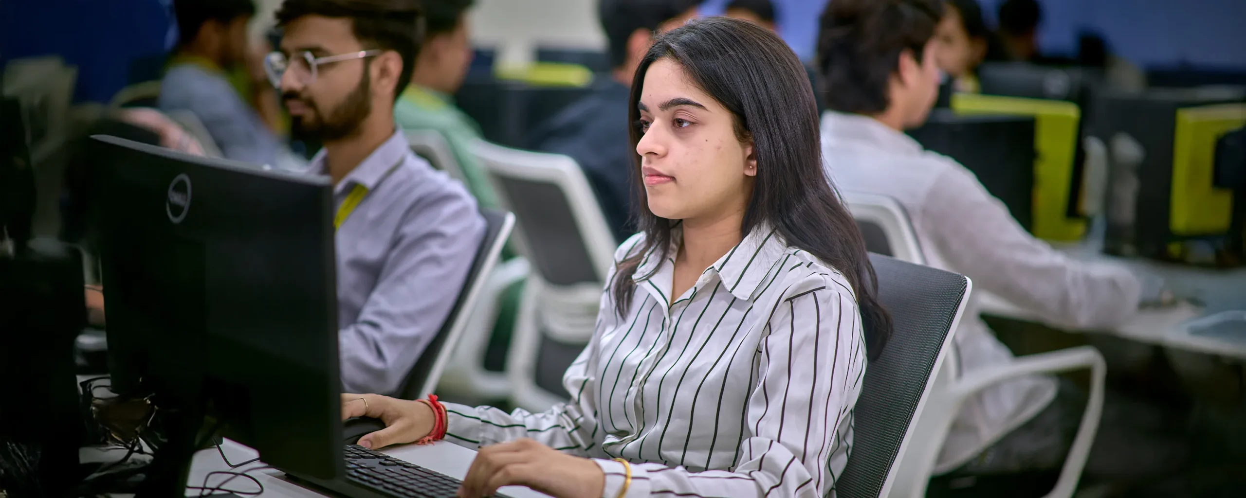 A student presenting data.